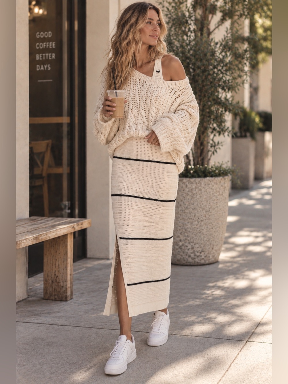 Varley Scott Knit Midi Dress Birch S - Picture 2 of 15